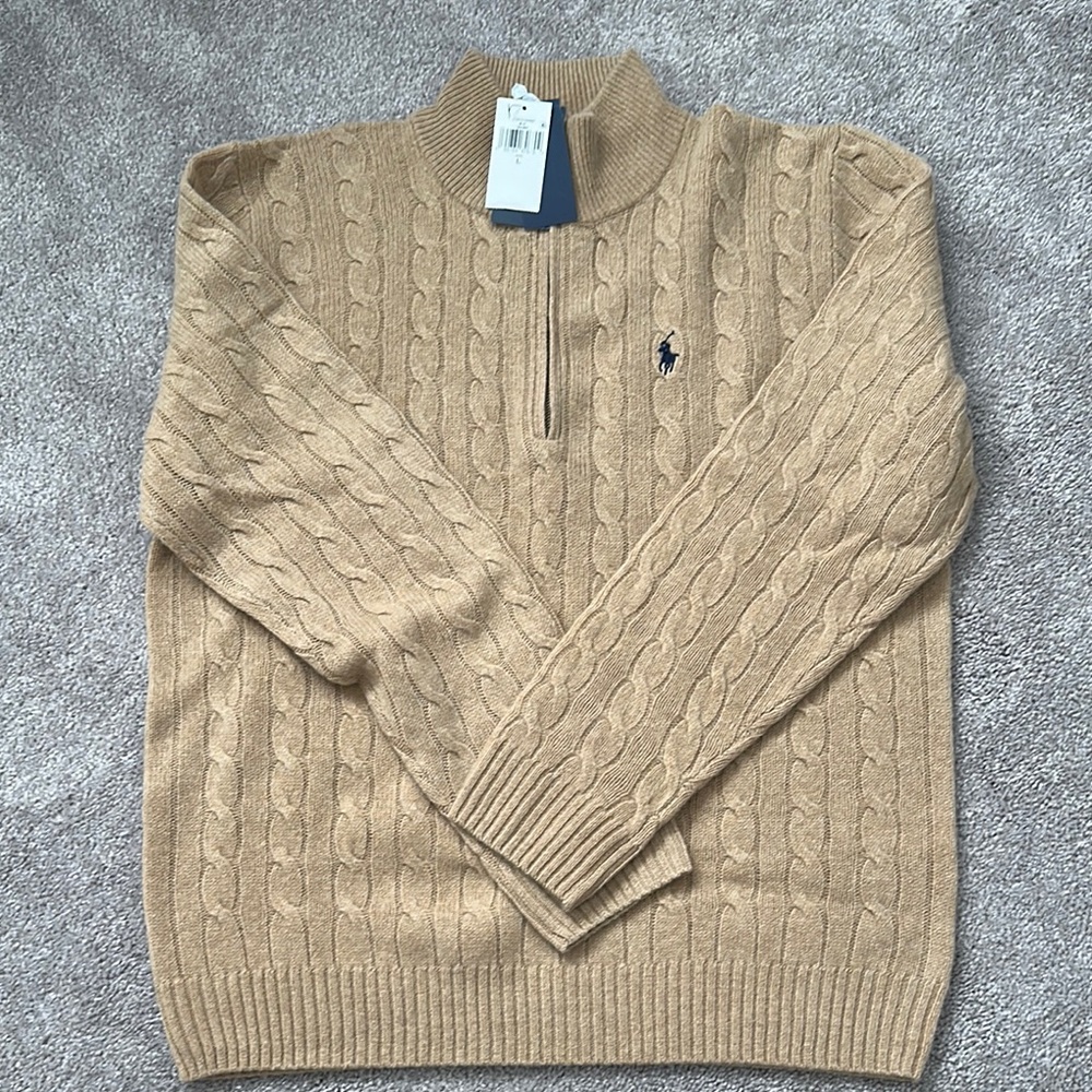 Ralph Lauren Men's Tan Cable Knit Sweater